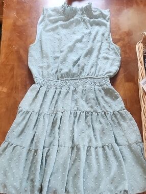 Sweet Wanderer Sage Green Sleeveless Tiered Dress